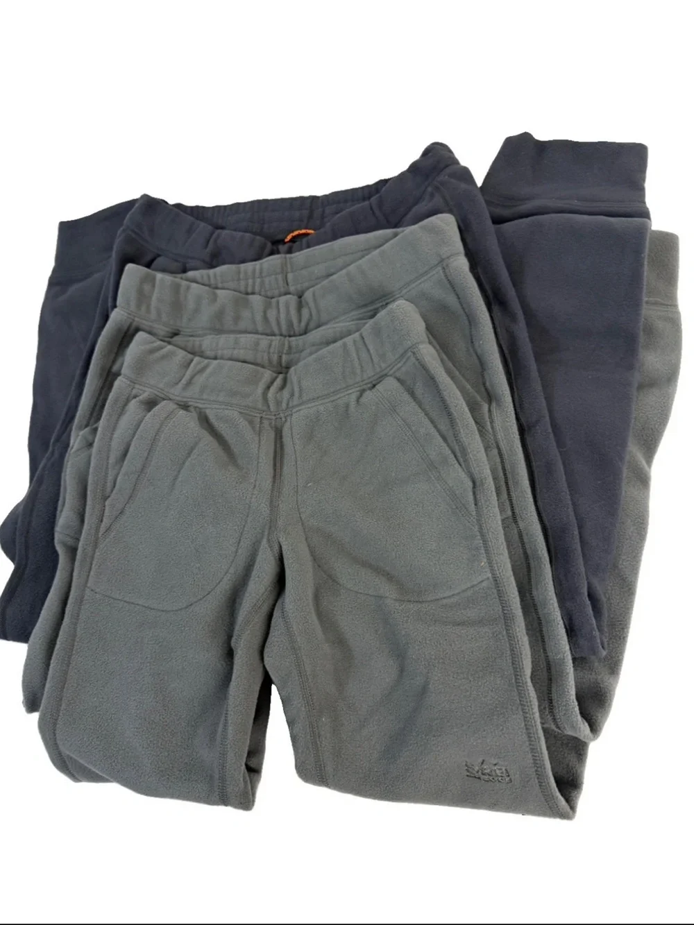 REI Co op Lot of 3 Fleece Jogger Pants Gray Pull On Sweatpants Pockets XS, M, L